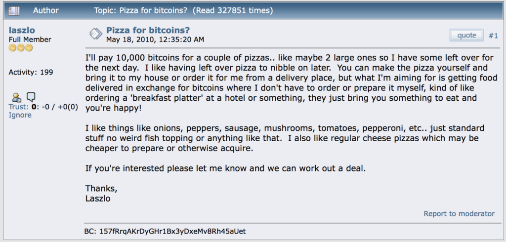man who paid 10,000 btc for pizza bitcoin talk forum