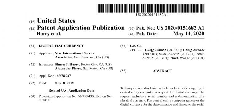 visa patent application blockchain technology