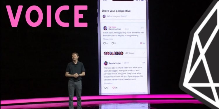 eos blockchain development company social media platform voice
