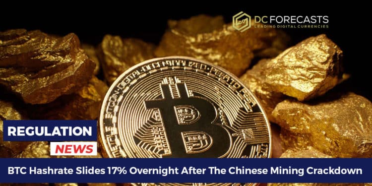 btc hashrate slides 17%
