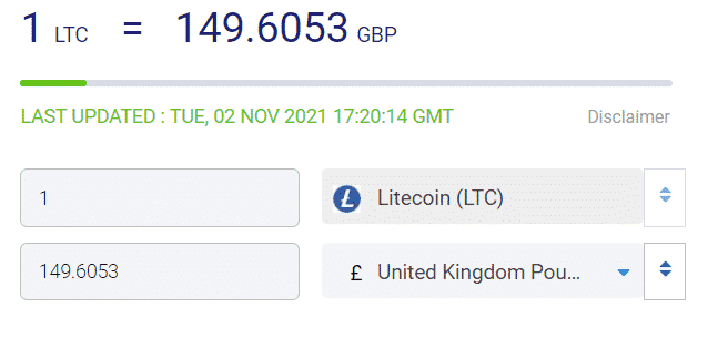 litecoin price calculator