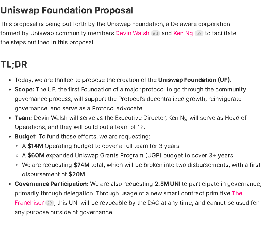 uniswap foundation proposal for community members